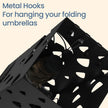 Metal Umbrella Stand – Metal – Black – Square Design with Hooks and Drip Tray
