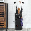 Metal Umbrella Stand – Metal – Black – Square Design with Hooks and Drip Tray