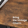 Fabric Chest of Drawers – Metal Frame – Rustic Brown and Black – Wide Storage Unit with 5 Drawers