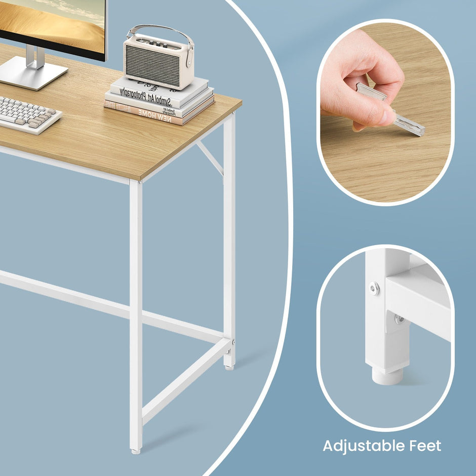 Computer Desk – Steel – Hazelnut Brown and Black – Industrial Design, Simple Assembly