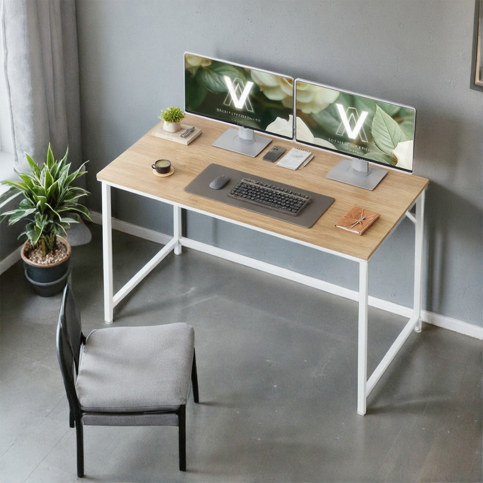 Computer Desk – Metal – Rustic Brown – Industrial Design, Easy Assembly