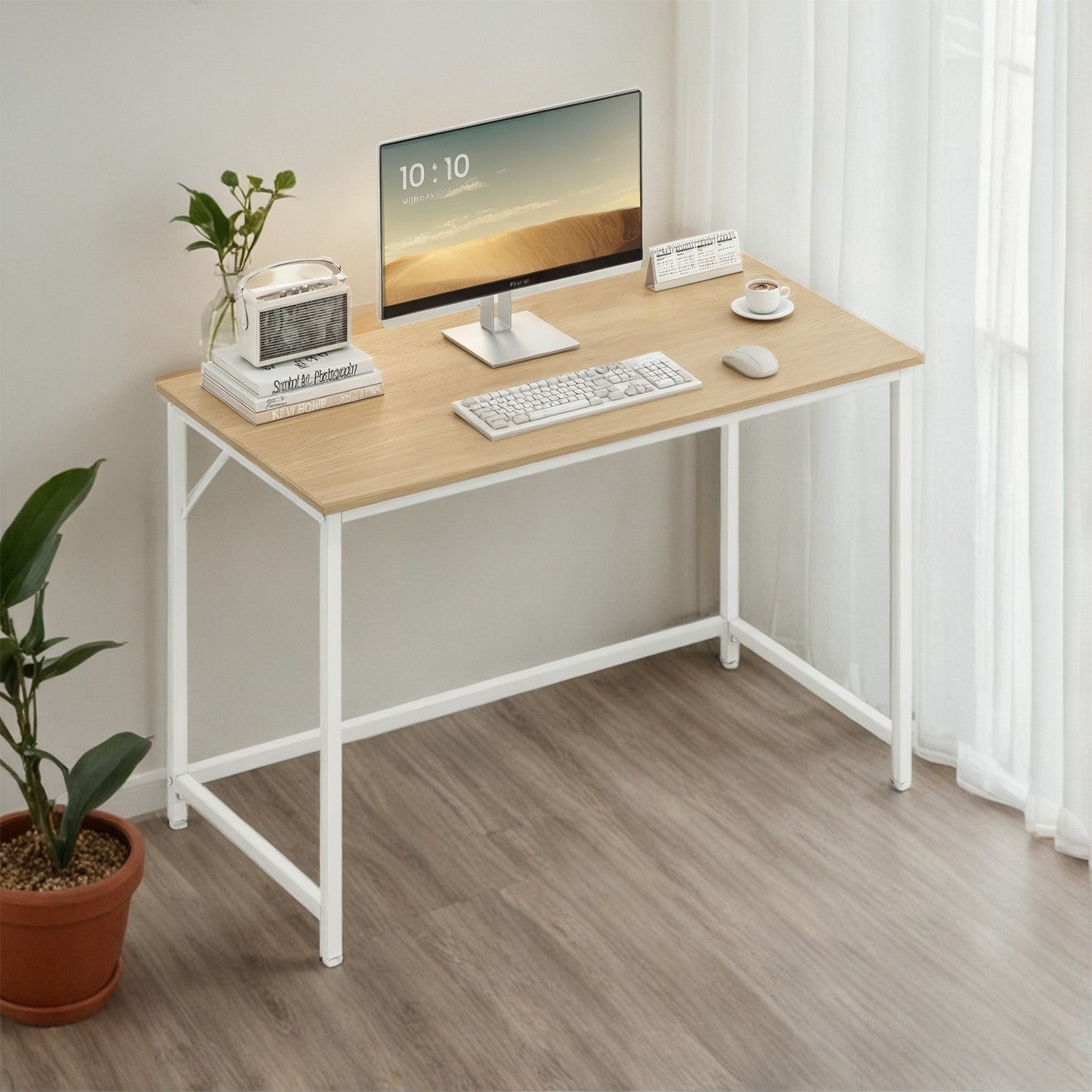 Computer Desk – Metal – Rustic Brown – Industrial Design, Easy Assembly