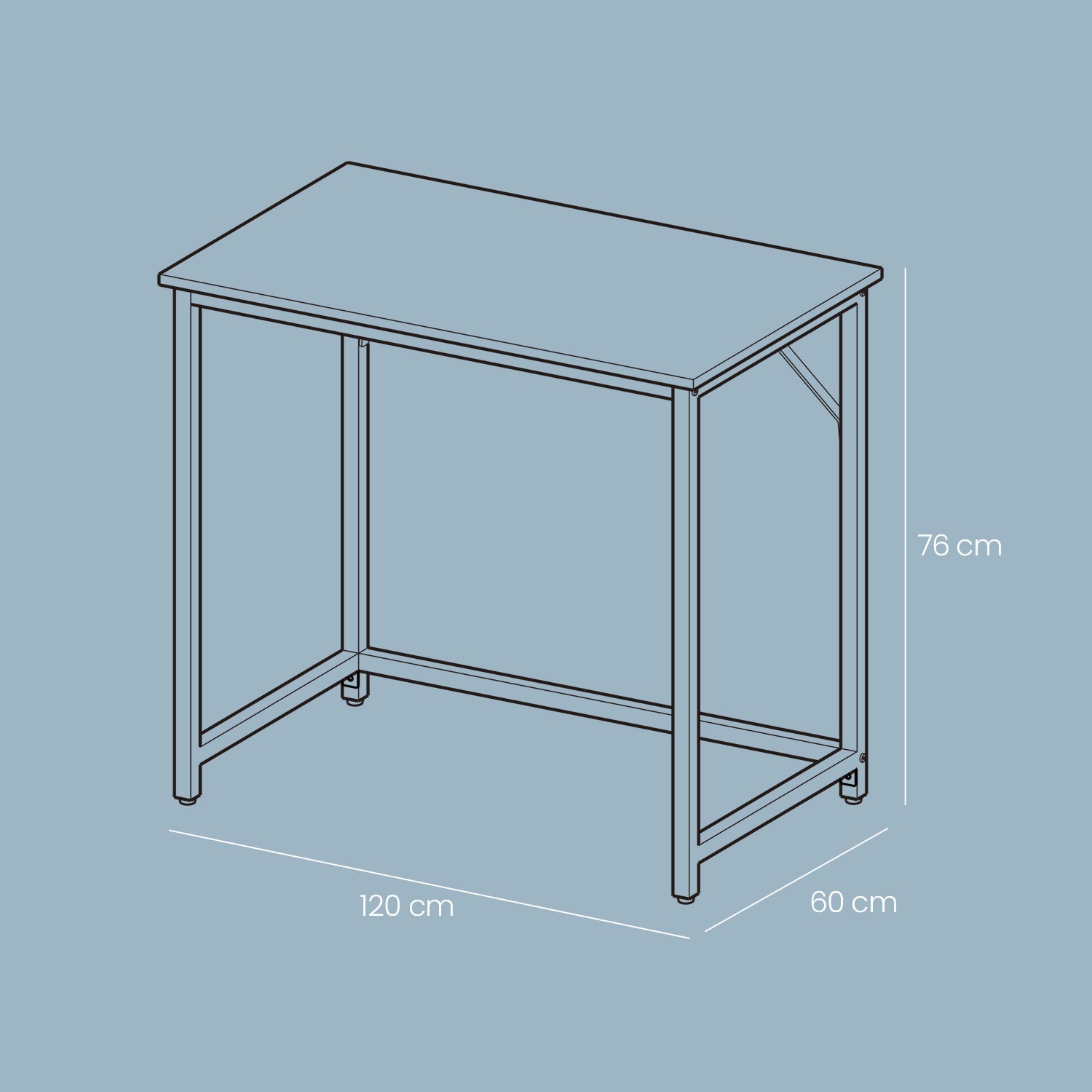 Computer Desk – Metal – Rustic Brown – Industrial Design, Easy Assembly