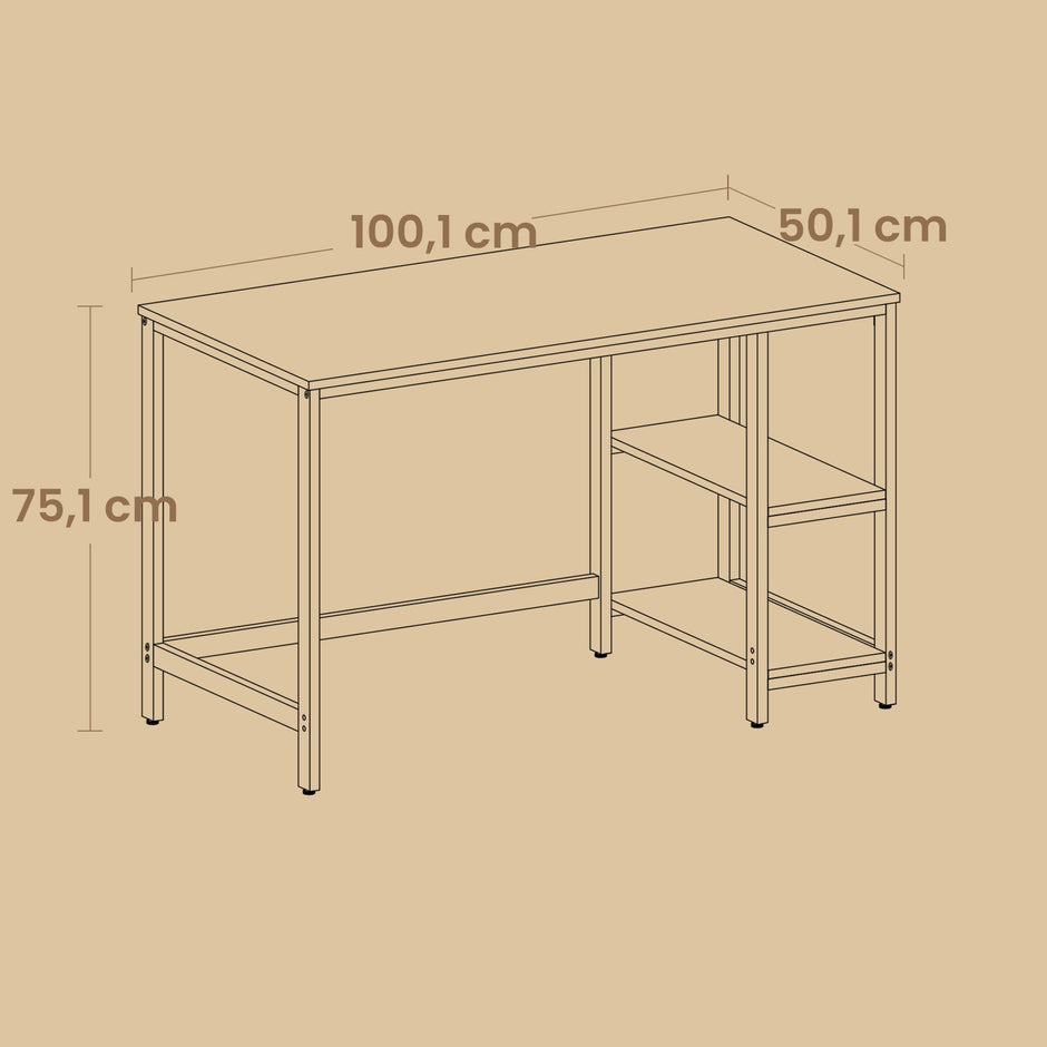 Computer Desk – Steel – Modern – 2 Shelves on Either Side