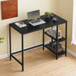 Home Office Desk – Steel – Black – Modern Design with 2 Shelves