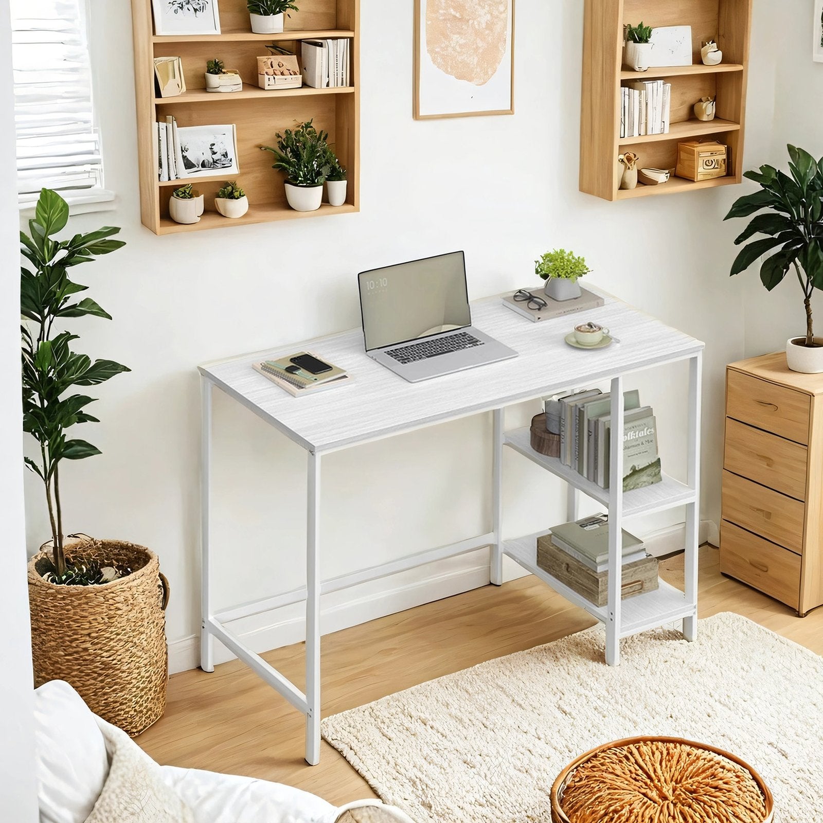 Computer Desk – Steel – Industrial – Features 2 Shelves for Versatile Storage