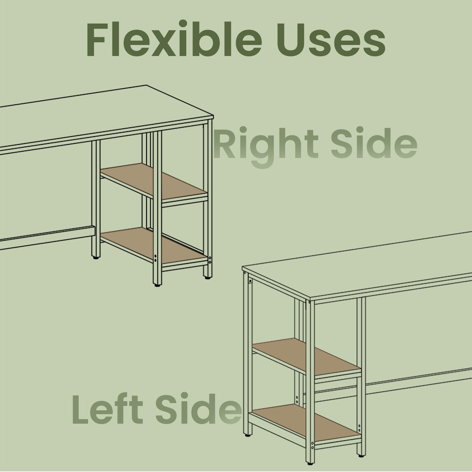 Computer Desk – Steel – Industrial – Features 2 Shelves for Versatile Storage