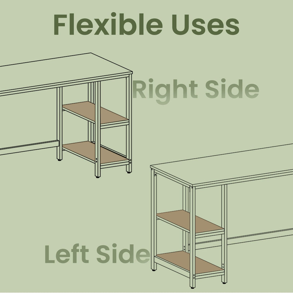 Computer Desk – Steel – Industrial – Features 2 Shelves for Versatile Storage