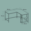 L-Shaped Corner Computer Desk – Wood – Ebony Black – Space-Saving with Storage Shelves