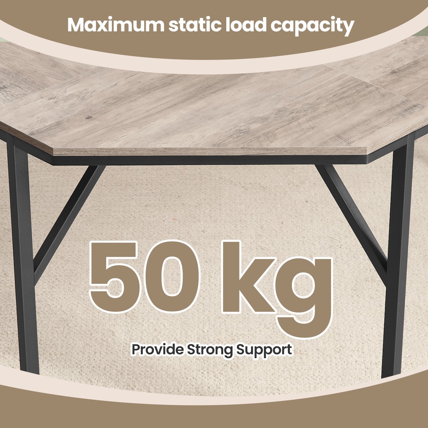 L-Shaped Computer Desk – Wood and Metal – Greige and Black – Industrial Design, Space-Saving, Easy Assembly