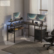L-Shaped Corner Desk – Wood – Modern Finish – Includes Power Outlets and Monitor Shelf