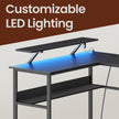L-Shaped Corner Desk – Wood – Modern Finish – Includes Power Outlets and Monitor Shelf