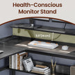 L-Shaped Corner Desk – Wood – Modern Finish – Includes Power Outlets and Monitor Shelf