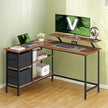 Corner Computer Desk – Wood – Brown – L-Shaped, Adjustable Shelf, 2 Spacious Drawers