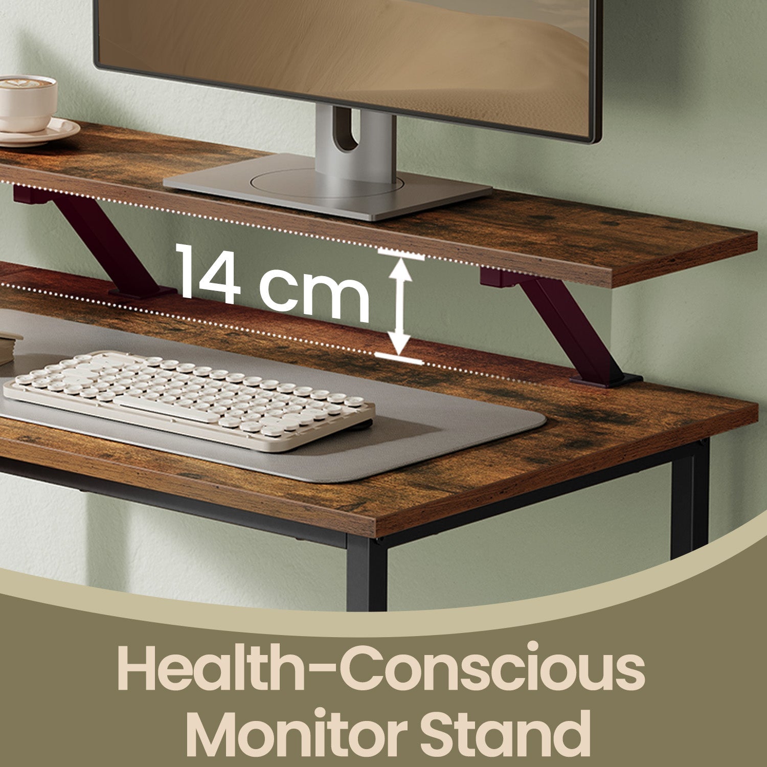 Corner Computer Desk – Wood – Brown – L-Shaped, Adjustable Shelf, 2 Spacious Drawers