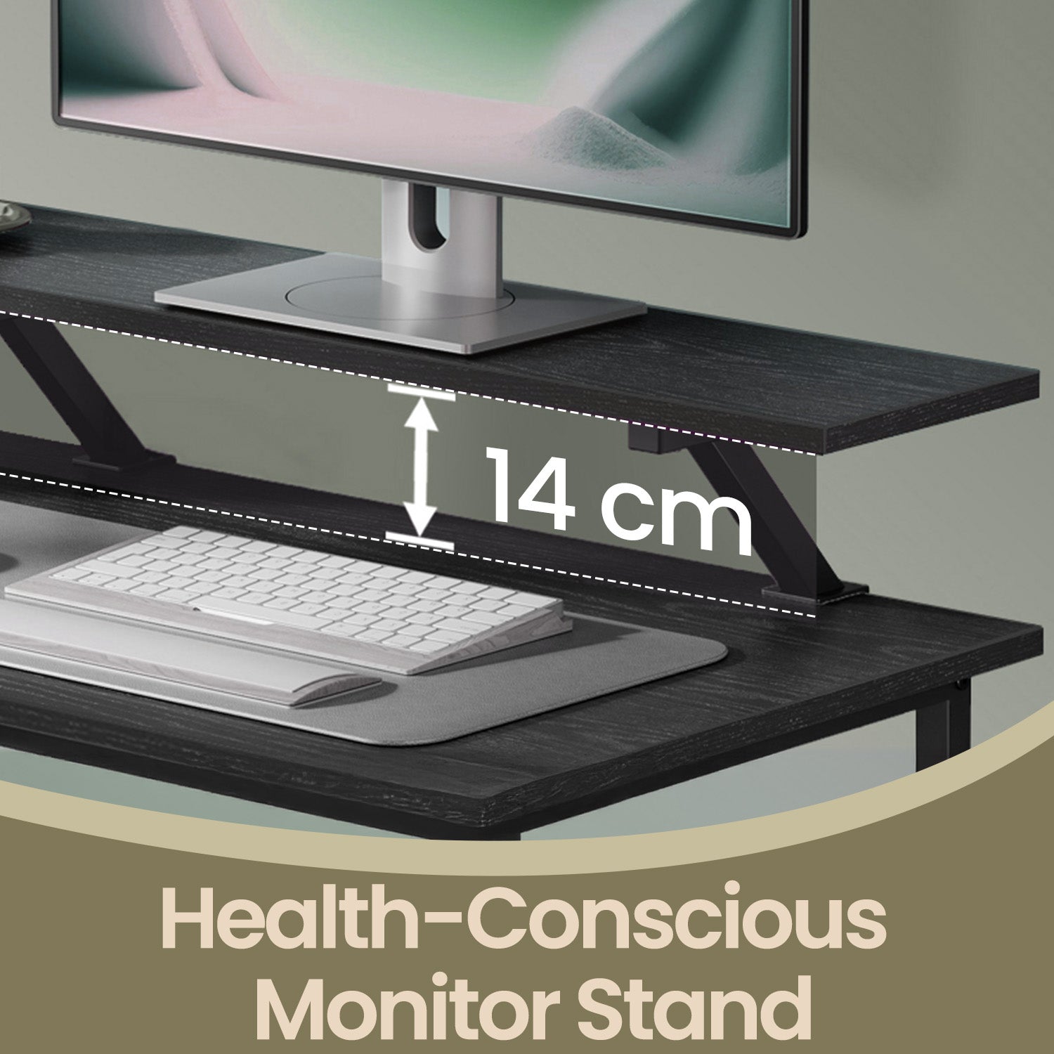 L-Shaped Gaming Desk – Wood – Black – Features Monitor Stand, Drawers, and Adjustable Shelf