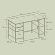 Office Computer Desk – Wood – Vintage – 3 Shelves, 2 Drawers, Adjustable Feet