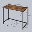 Gaming Desk – Wood – Black – LED Lighting and Built-in Power Outlets