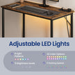 Gaming Desk – Wood – Black – LED Lighting and Built-in Power Outlets
