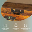 Gaming Desk – Wood – Black – Monitor Shelf and Built-In Power Outlets with LED Lights