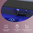 Computer Desk – Carbon Black – LED Lights – Built-In Power Outlets with Monitor Shelf