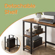 Writing Desk – Metal Frame and Wood – Rustic Brown and Black – Two Shelves for Versatile Storage
