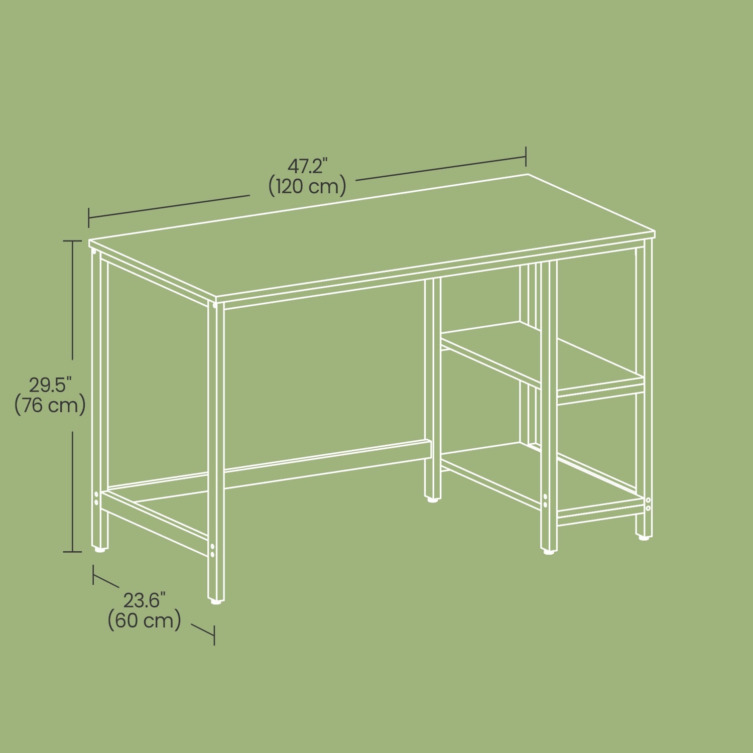 Writing Desk – Metal Frame and Wood – Rustic Brown and Black – Two Shelves for Versatile Storage