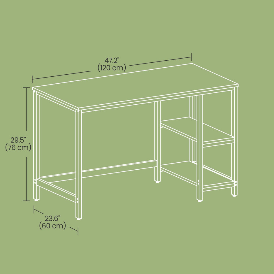 Writing Desk – Metal Frame and Wood – Rustic Brown and Black – Two Shelves for Versatile Storage