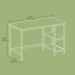 Writing Desk – Metal Frame and Wood – Rustic Brown and Black – Two Shelves for Versatile Storage