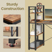 Writing Desk – Wood and Metal – Rustic Brown and Black – Stable with Storage Shelves