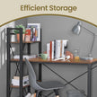 Writing Desk – Wood and Metal – Rustic Brown and Black – Stable with Storage Shelves
