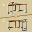 L-Shaped Corner Desk – Wood and Metal – Rustic Brown and Black – Space Saving Design with Monitor Stand