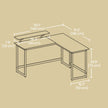 L-Shaped Corner Desk – Wood and Metal – Rustic Brown and Black – Space Saving Design with Monitor Stand