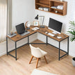 L-Shaped Corner Desk – Particle Board – Brown – Space-Saving Design for Home Office and Gaming
