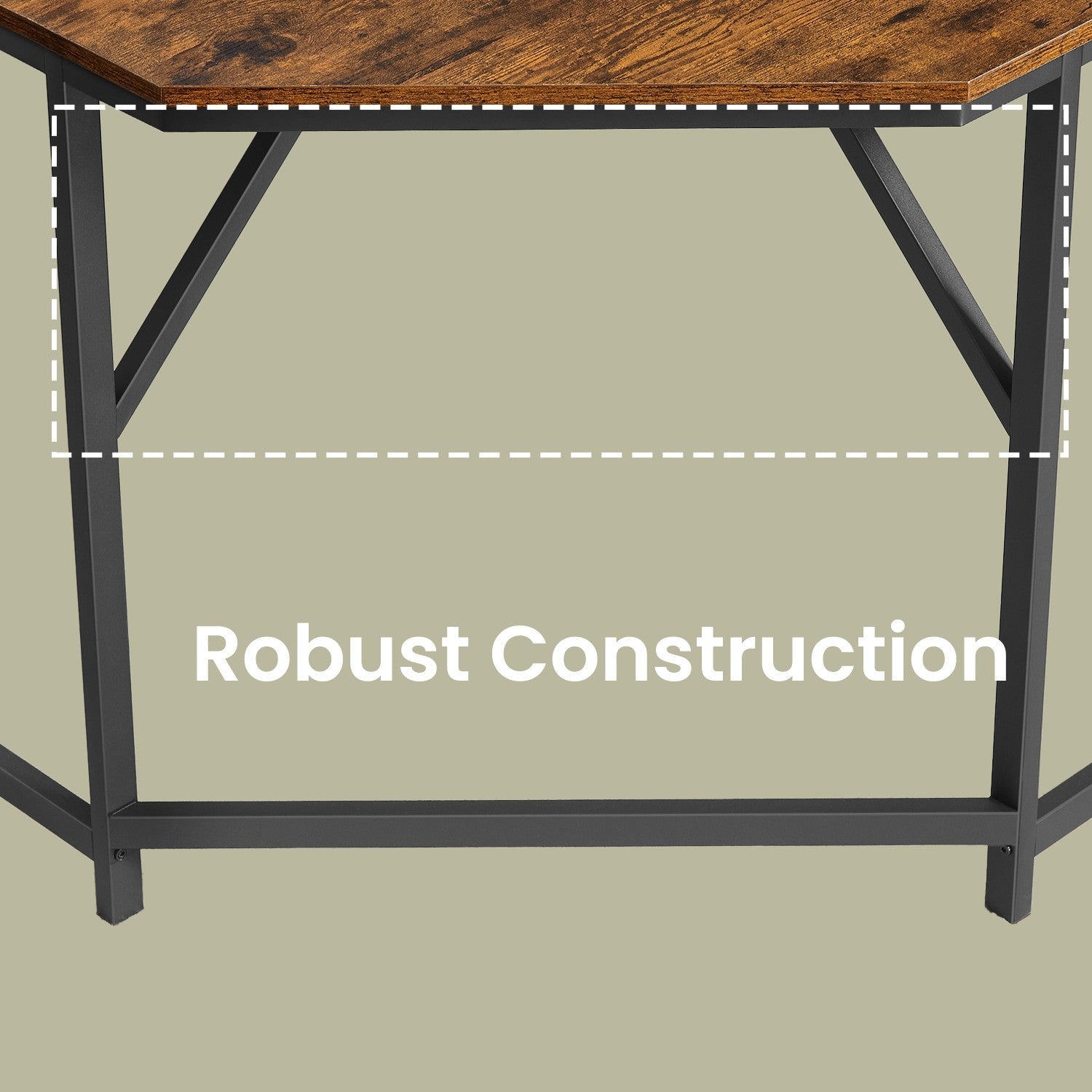 L-Shaped Corner Desk – Particle Board – Brown – Space-Saving Design for Home Office and Gaming