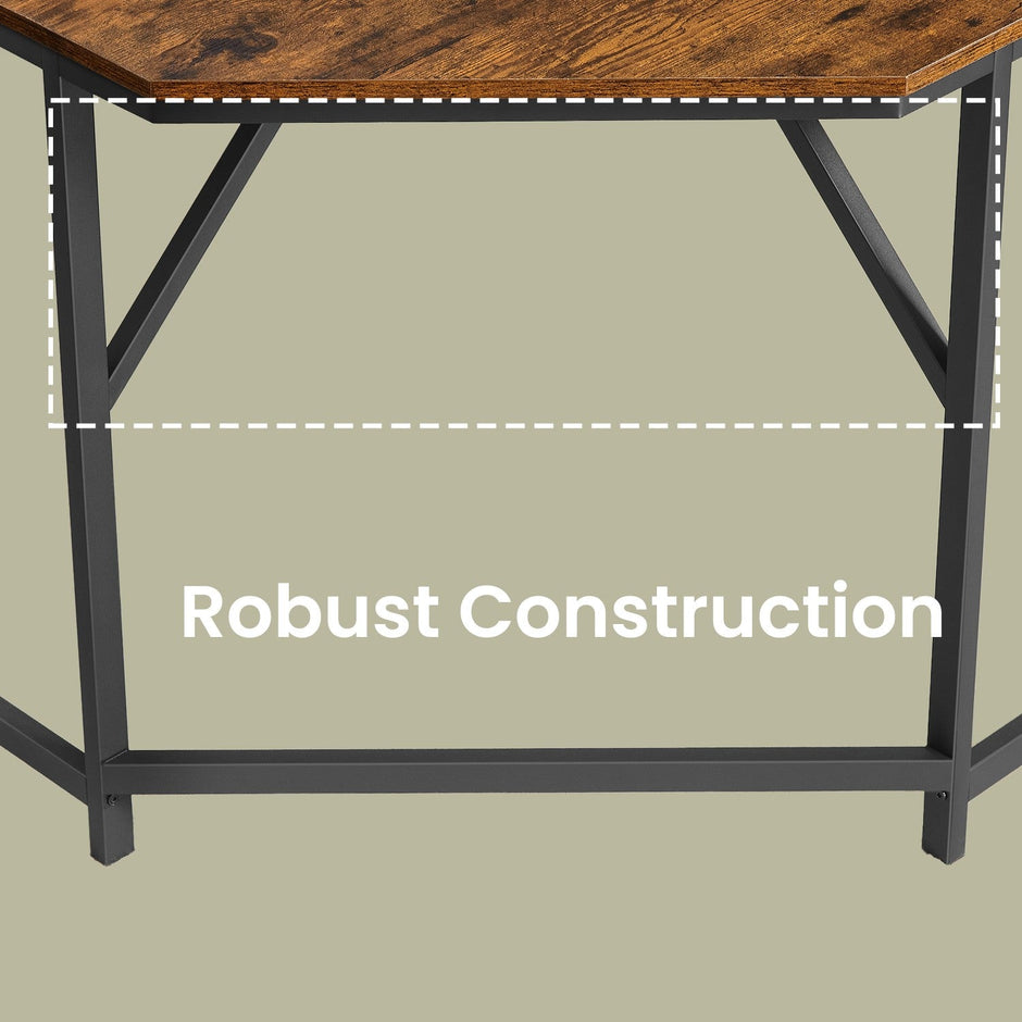 L-Shaped Corner Desk – Particle Board – Brown – Space-Saving Design for Home Office and Gaming