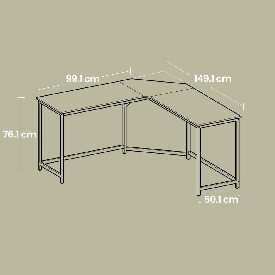 L-Shaped Corner Desk – Particle Board – Brown – Space-Saving Design for Home Office and Gaming