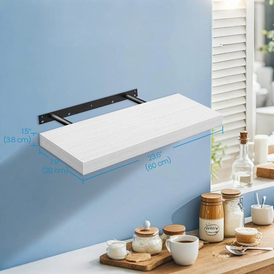 Floating Wall Shelf – Wood – Maple White – Versatile Display for Living Room and Bedroom
