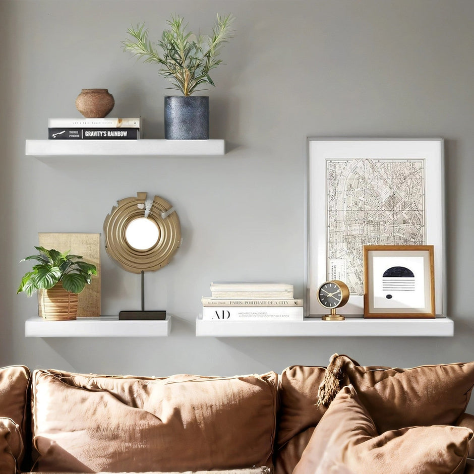 Floating Wall Shelf – Engineered Wood – Maple White – Versatile Display Solution for Living Room, Bedroom, Kitchen and Study