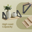 Wall Mounted Floating Shelves – Wood – Golden Oak and Matte Black – Set of 3 with Dual Mounting Options