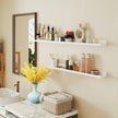 Floating Wall Shelves – MDF – Matte White – Set of 2 with Front Edges for Picture Frames