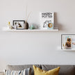 Floating Wall Shelves – MDF – Matte White – Set of 2 with Front Edges for Picture Frames