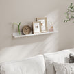 Floating Wall Shelves – MDF – Matte White – Set of 2 with Front Edges for Picture Frames