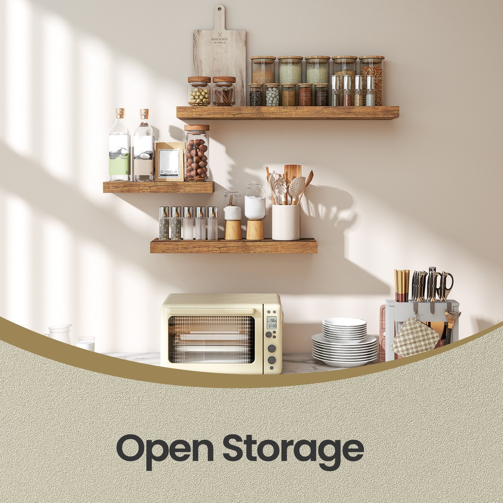 Floating Shelf – MDF – Rustic Brown – Wall Mounted Storage for Photos and Decorations