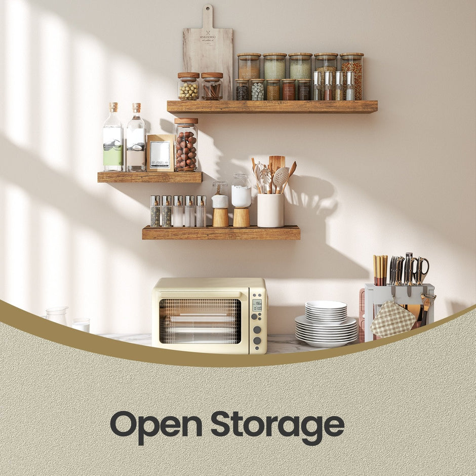 Floating Shelf – MDF – Rustic Brown – Wall Mounted Storage for Photos and Decorations