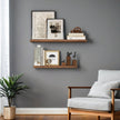 Floating Shelf – MDF – Rustic Brown – Wall Mounted Storage for Photos and Decorations