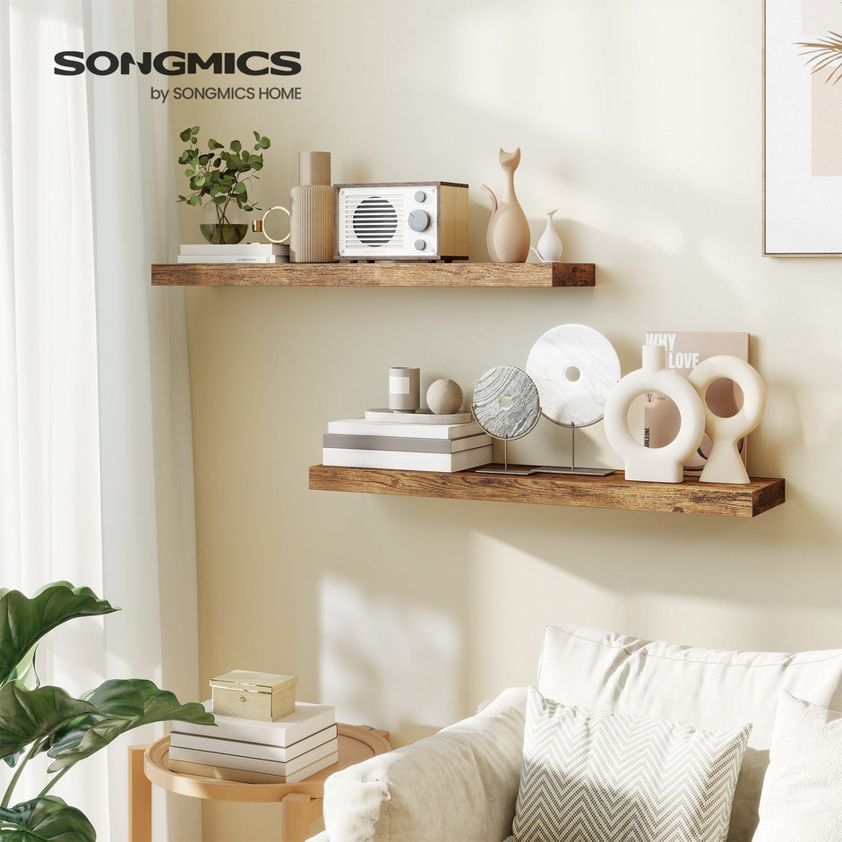 Wall Shelf – MDF – White – 80 cm Floating Design for Living Room and Bedroom Decor
