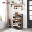 Shoe Cabinet – Engineered Wood – Rustic Brown and Black – 3 Flip Doors, Open Compartment for 15-18 Pairs