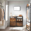 Shoe Cabinet – Engineered Wood – Rustic Brown and Black – 3 Flip Doors, Open Compartment for 15-18 Pairs