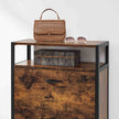 Shoe Cabinet – Engineered Wood – Rustic Brown and Black – 3 Flip Doors, Open Compartment for 15-18 Pairs